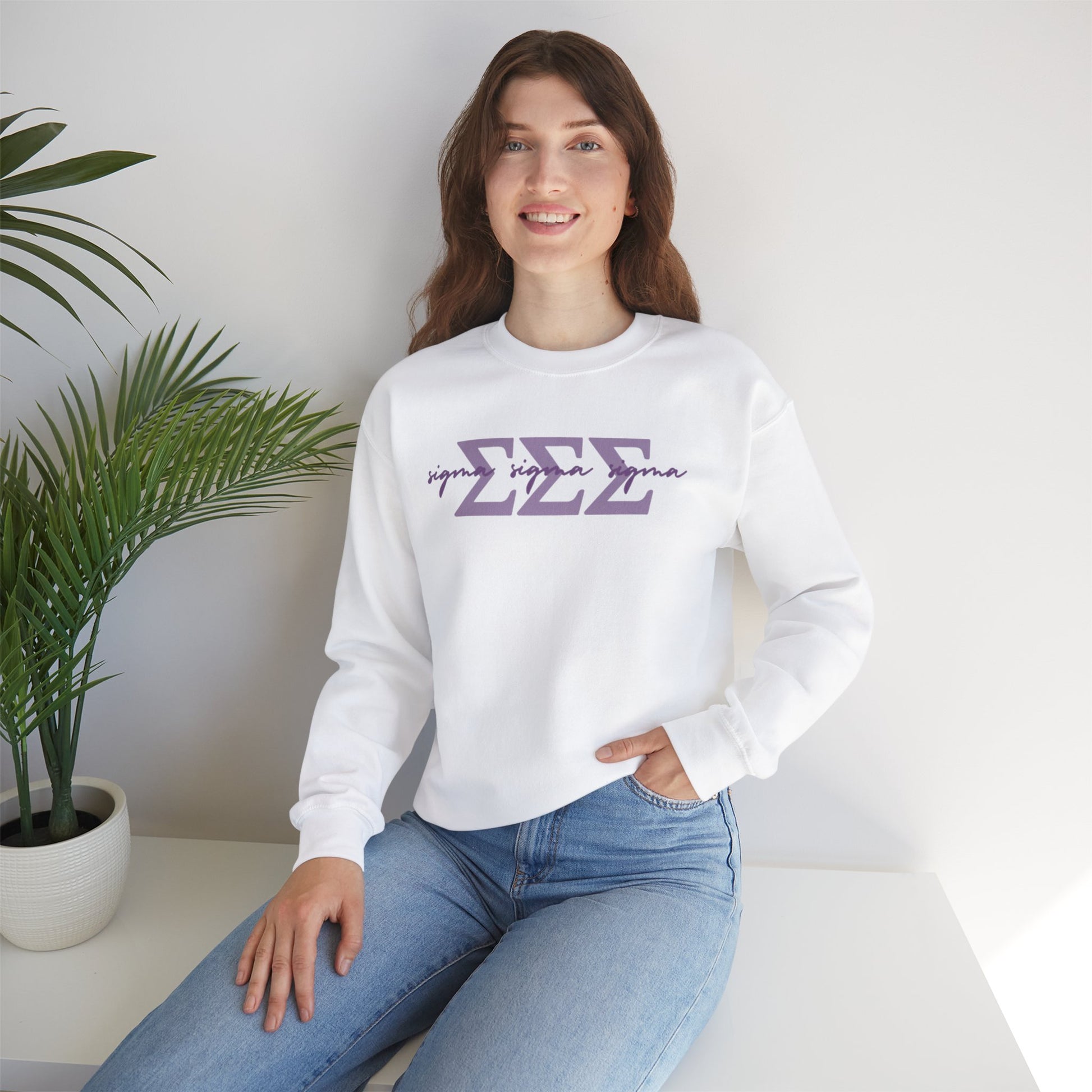 Simple Cursive Tri Sigma Crewneck - Boots & Co.