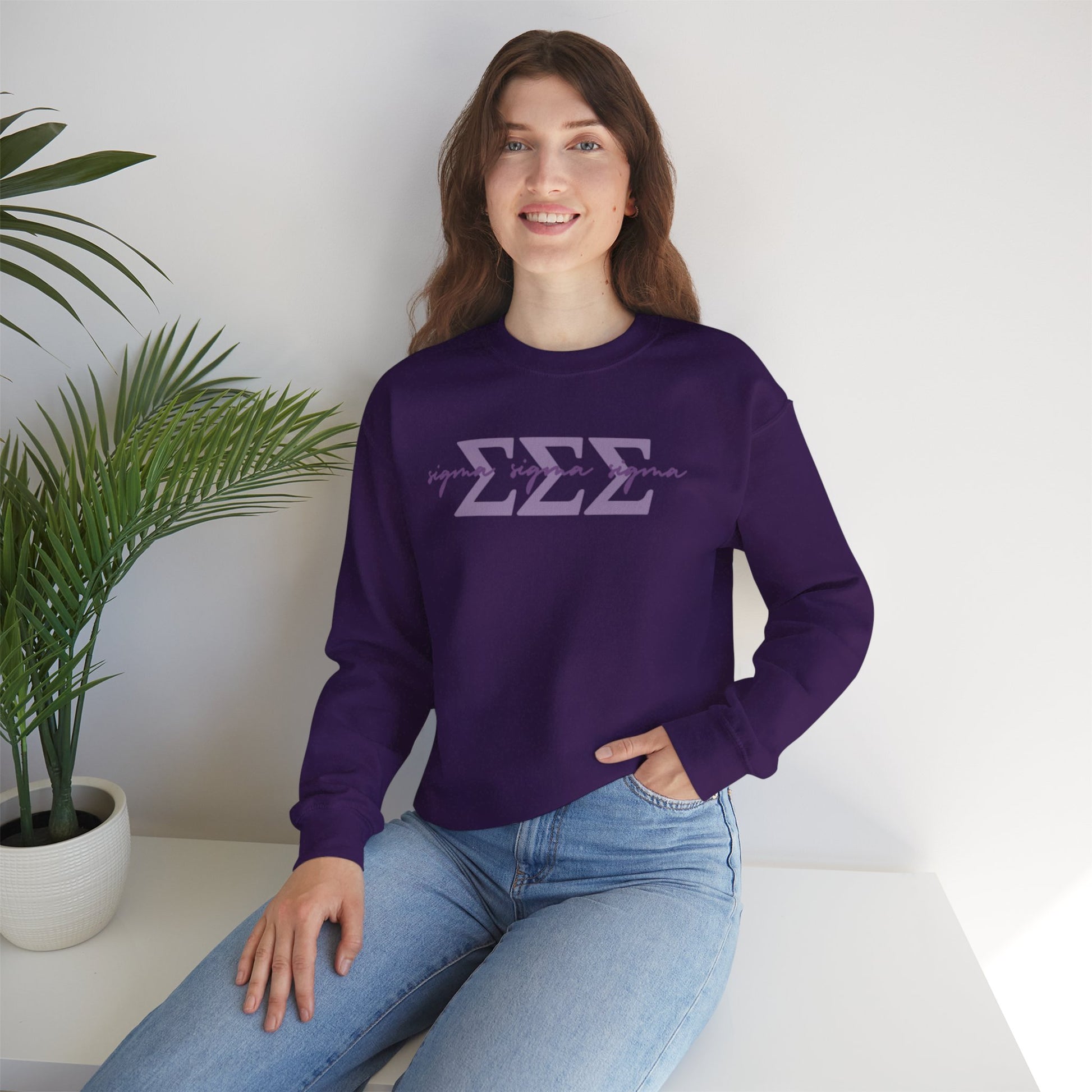 Simple Cursive Tri Sigma Crewneck - Boots & Co.