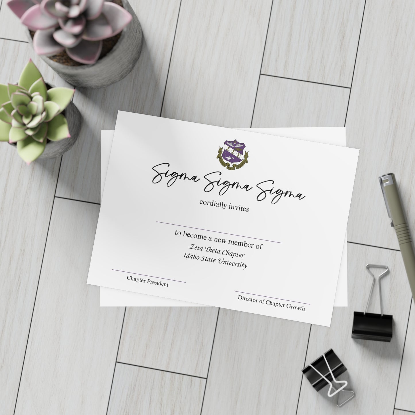 Tri Sigma Bid Day Cards and Envelopes